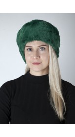 Cappello pelliccia in rex verde scuro